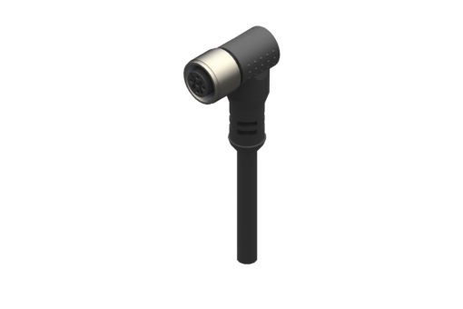 带 M12 锁紧螺母的有角阴螺纹连接器，3 针，圆形 PVC 线缆，长度 2.5 米 - CFGM1290325