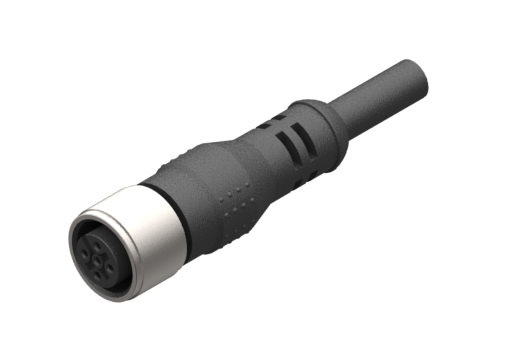 Axial female connector with M12 lock nut, 5 pins, round PUR cable, length 2.5 metres - CFGM1200525P