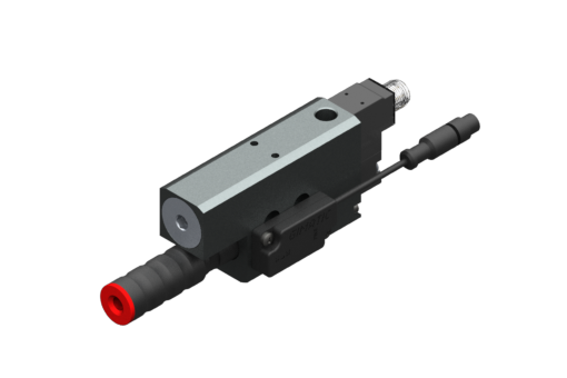 Vacuum pump EJ-BSV-MEDIUM-HV-2 with integrated holder and silencer, on/off vacuum SV NO, 24Vdc, 1.2W, M8 3 poli, IP54, G3/8'' vacuum port and PNP pre-set valve -30 kPa - 3030185